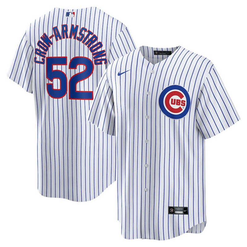 Men's Chicago Cubs 52 Pete Crow Armstrong White 2024 Cool Base Stitched Baseball Jersey