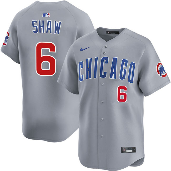 Men's Chicago Cubs 6 Matt Shaw Grey Limited Stitched Baseball Jersey