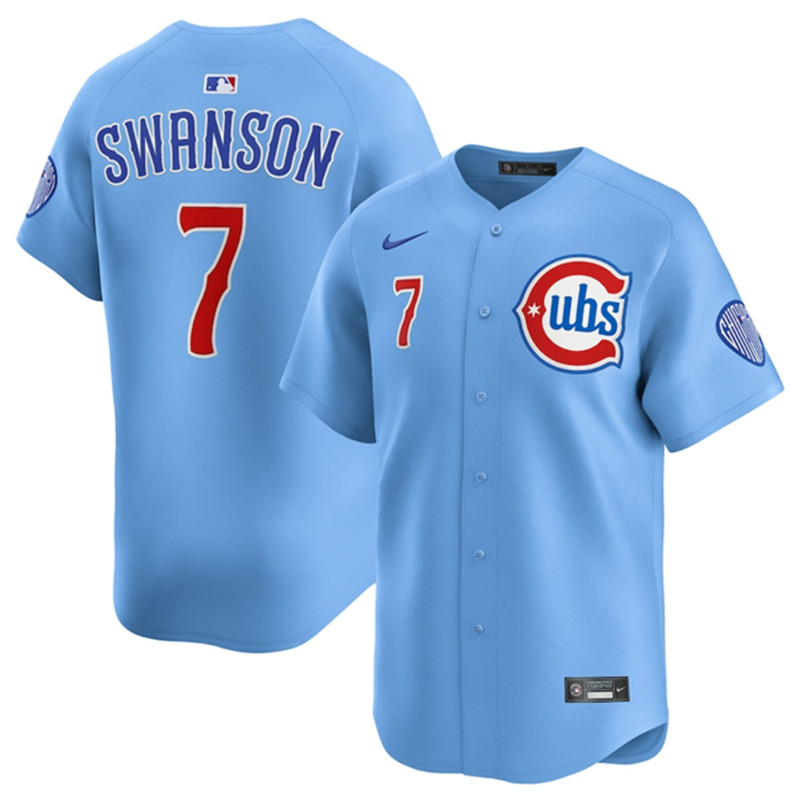 Men's Chicago Cubs 7 Dansby Swanson Blue 2024 25 2nd Alternate Limited Stitched Baseball Jersey