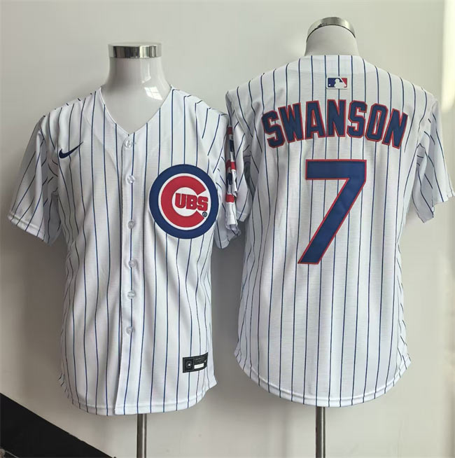 Men's Chicago Cubs 7 Dansby Swanson White Home Limited Stitched Baseball Jersey