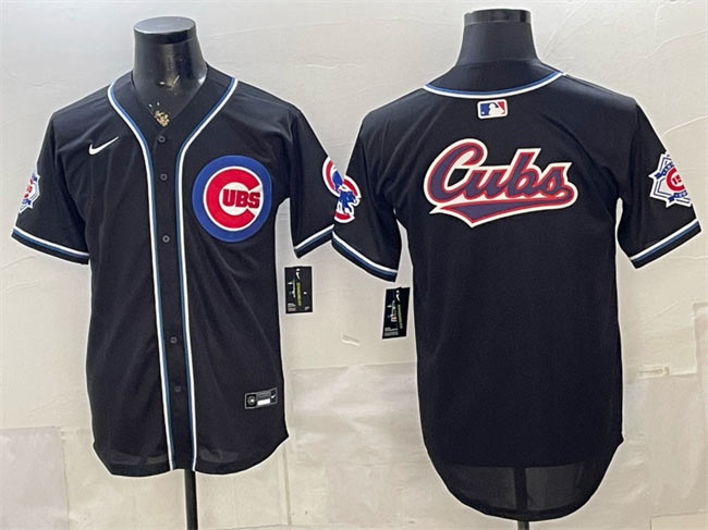 Men's Chicago Cubs Team Big Logo 2026 Fashion Replica Black Out Stitched Baseball Jersey