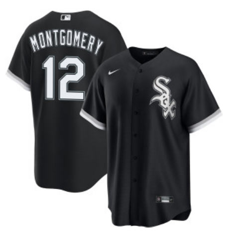 Men's Chicago White Sox 12 Colson Montgomery Black Cool Base Stitched Jersey