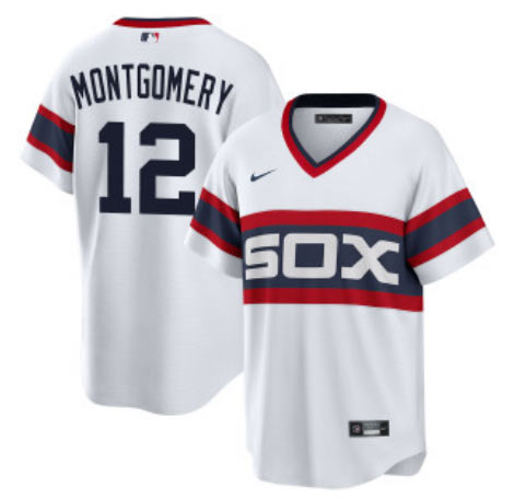 Men's Chicago White Sox 12 Colson Montgomery White Cool Base Stitched Jersey