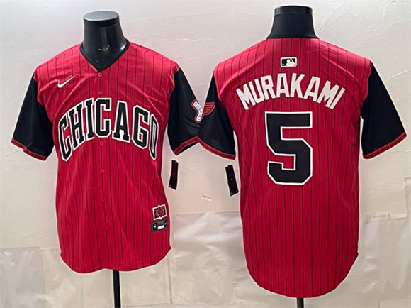 Men's Chicago White Sox 5 Munetaka Murakami Red Black 2025 City Connect Limited Stitched Baseball Jersey