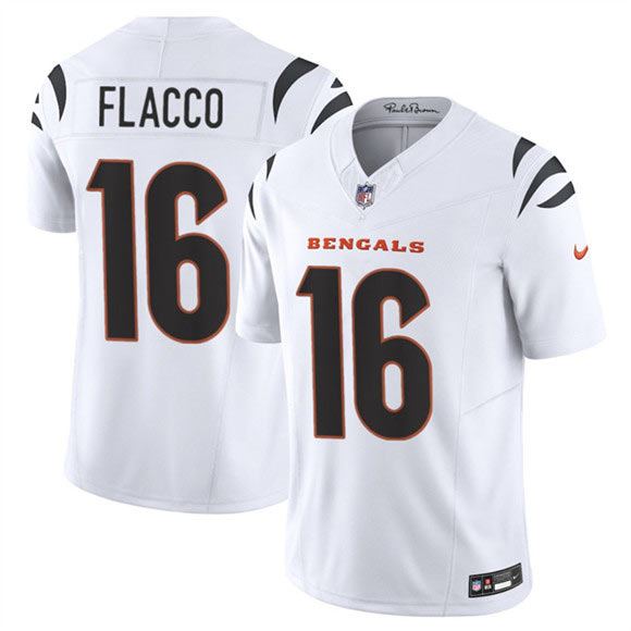 Men's Cincinnati Bengals 16 Joe Flacco White 2025 F.U.S.E. Vapor Untouchable Limited Football Stitched Jersey