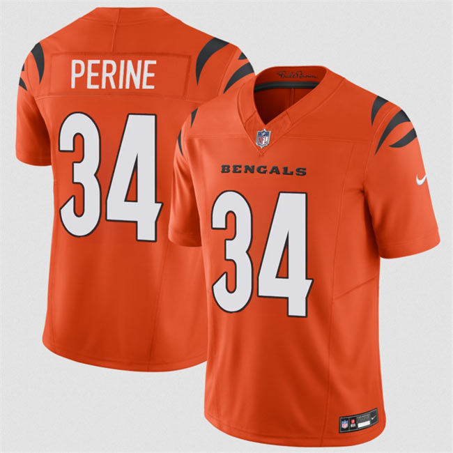 Men's Cincinnati Bengals 34 Samaje Perine Orange 2025 F.U.S.E. Vapor Untouchable Limited Stitched Football Jersey