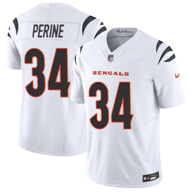 Men's Cincinnati Bengals 34 Samaje Perine White 2025 F.U.S.E. Vapor Untouchable Limited Stitched Football Jersey