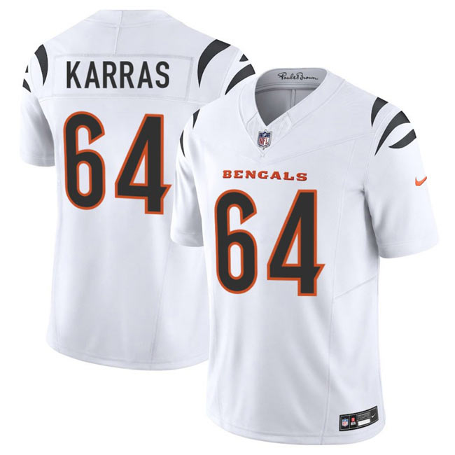Men's Cincinnati Bengals 64 Ted Karras White 2025 F.U.S.E. Vapor Untouchable Limited Stitched Football Jersey