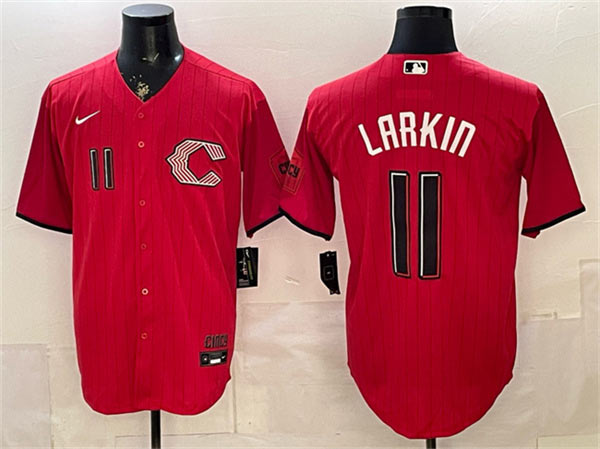 Men's Cincinnati Reds 11 Barry Larkin Red 2026 City Connect Stadium Stitched Baseball Jersey