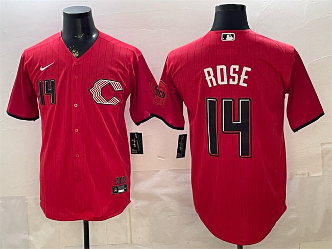 Men's Cincinnati Reds 14 Pete Rose Red 2026 City Connect Stadium Stitched Baseball Jersey