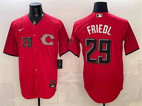Men's Cincinnati Reds 29 TJ Friedl Red 2026 City Connect Stadium Stitched Baseball Jersey