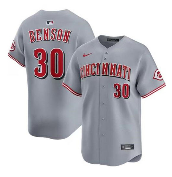 Men's Cincinnati Reds 30 Will Benson Gray Road Limited Stitched Baseball Jersey