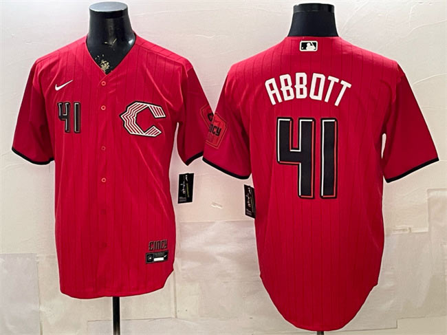 Men's Cincinnati Reds 41 Andrew Abbott Red 2026 City Connect Stadium Stitched Baseball Jersey