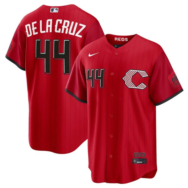 Men's Cincinnati Reds 44 Elly De La Cruz Red 2026 City Connect Stadium Stitched Baseball Jersey