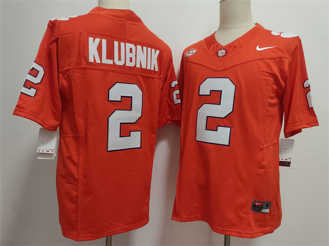 Men's Clemson Tigers 2 Cade Klubnik Orange F.U.S.E. Stitched Football Jersey