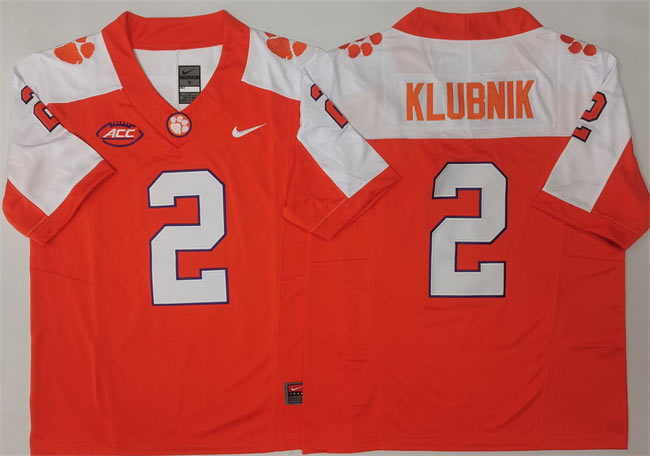 Men's Clemson Tigers 2 Cade Klubnik Orange White F.U.S.E. Stitched Football Jersey