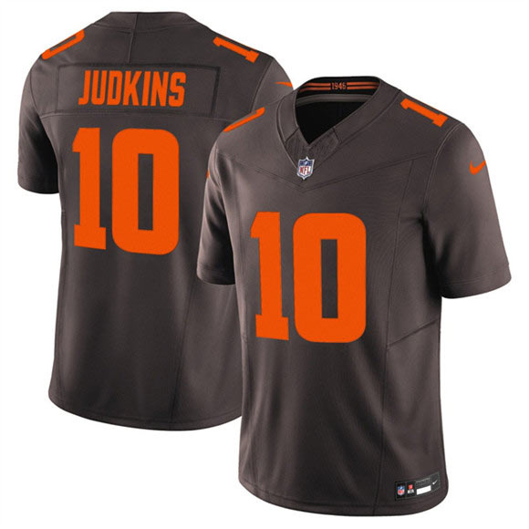 Men's Cleveland Browns 10 Quinshon Judkins Brown 2025 F.U.S.E. Alpha Dawg Limited Football Stitched Jersey