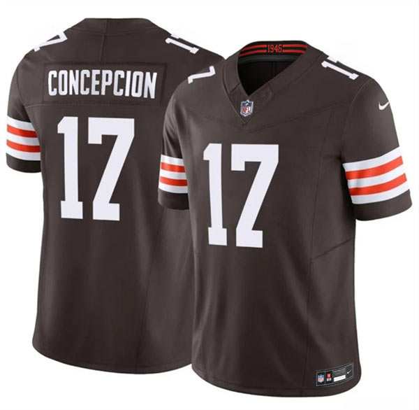 Men's Cleveland Browns 17 KC Concepcion Brown 2026 Draft F.U.S.E. Vapor Limited Football Stitched Jersey