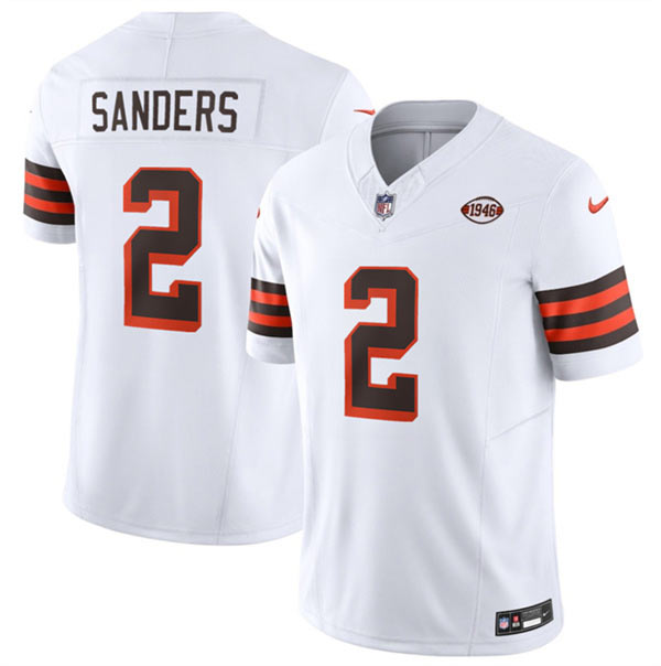 Men's Cleveland Browns 2 Shedeur Sanders White 2026 1946 Collection F.U.S.E. Vapor Limited Football Stitched Jersey