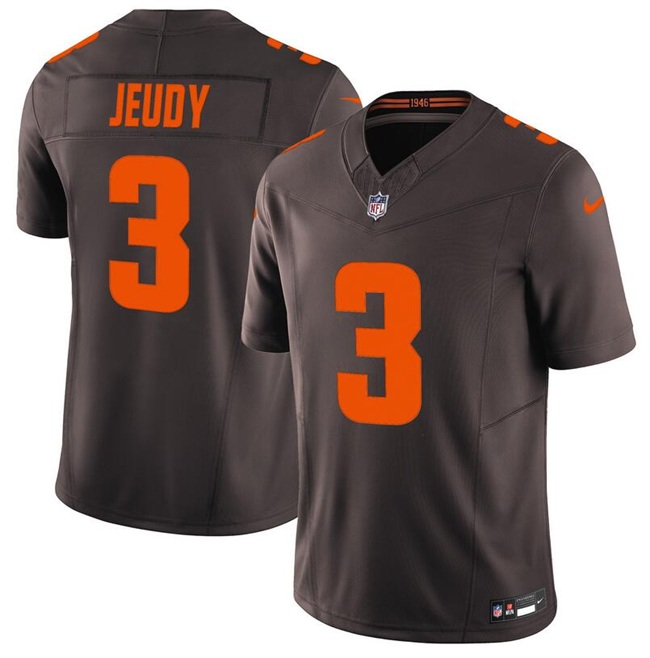 Men's Cleveland Browns 3 Jerry Jeudy Brown 2025 F.U.S.E. 'Alpha Dawg Edition' Vapor Limited Football Stitched Jersey