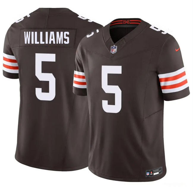 Men's Cleveland Browns 5 Quincy Williams Brown 2026 F.U.S.E. Vapor Limited Stitched Football Jersey