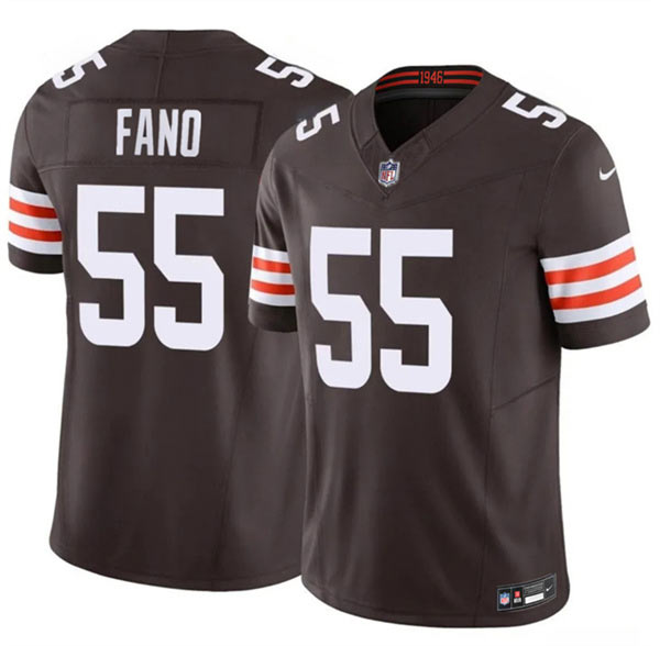 Men's Cleveland Browns 55 Spencer Fano Brown 2026 Draft F.U.S.E. Vapor Limited Football Stitched Jersey