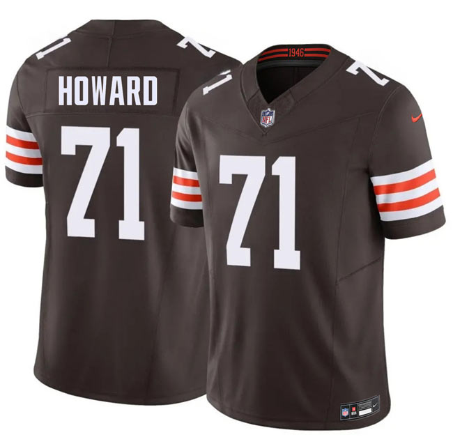 Men's Cleveland Browns 71 Tytus Howard Brown F.U.S.E. Vapor Limited Stitched Football Jersey