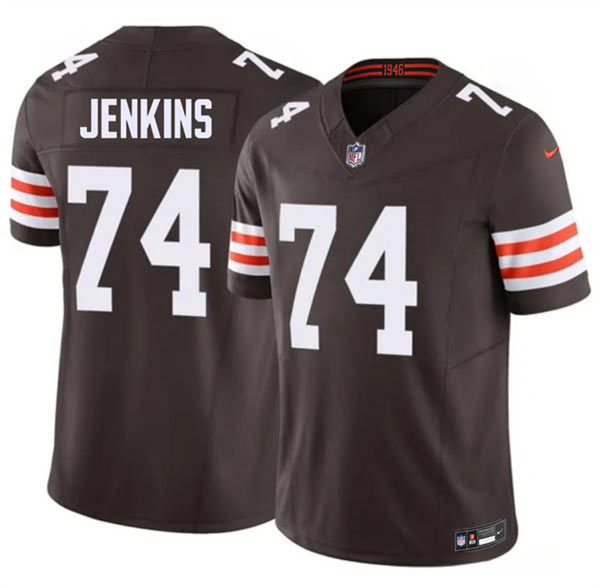Men's Cleveland Browns 74 Elgton Jenkins Brown 2026 F.U.S.E. Vapor Limited Football Stitched Jersey