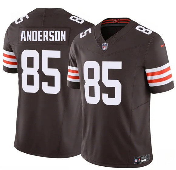 Men's Cleveland Browns 85 Aaron Anderson Brown 2026 Draft F.U.S.E. Vapor Limited Football Stitched Jersey