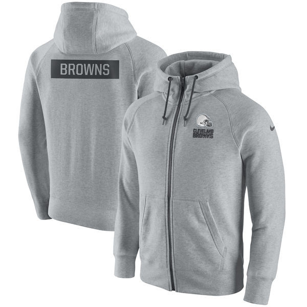 Men's Cleveland Browns Ash Gridiron Gray 2.0 Full Zip Hoodie