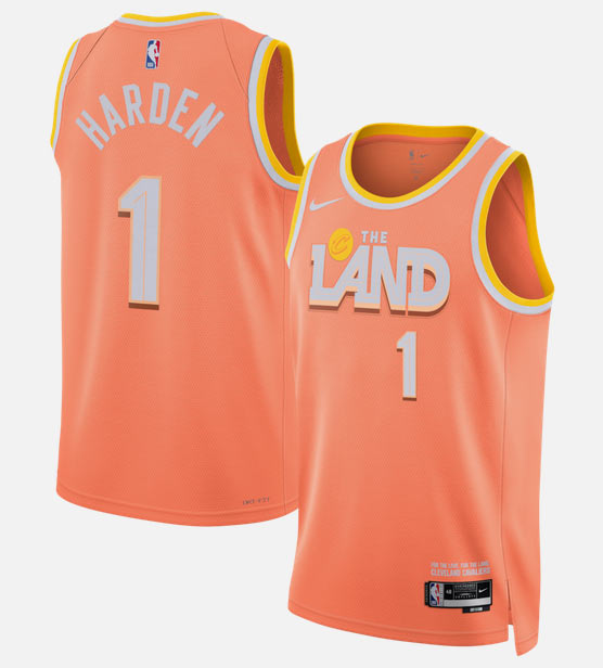 Men's Cleveland Cavaliers 1 James Harden Orange 2025 26 City Edition Stitched Basketball Jersey
