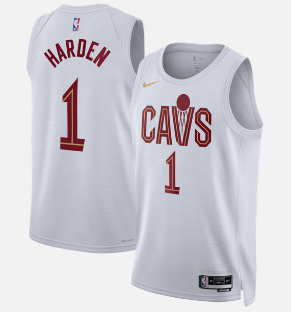 Men's Cleveland Cavaliers 1 James Harden White 2026 Association Edition Stitched Basketball Jersey