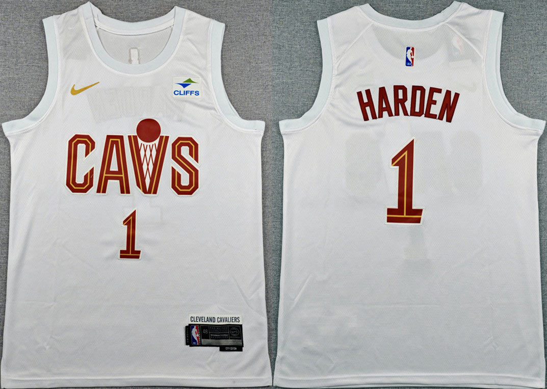 Men's Cleveland Cavaliers 1 James Harden White 2026 Association Edition Stitched Stitched Jersey