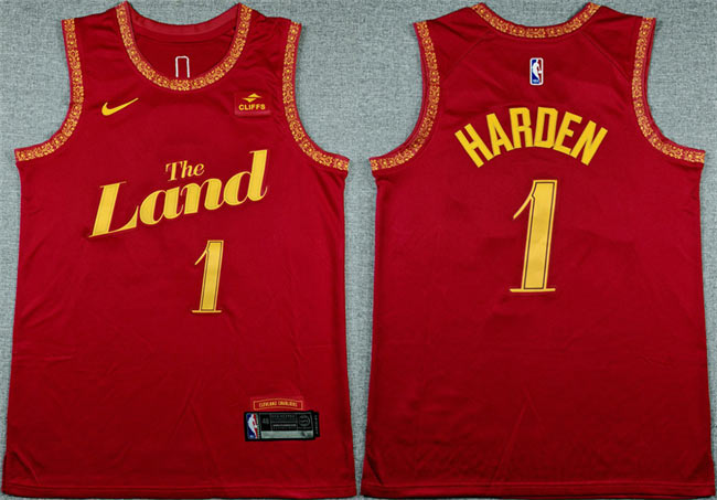 Men's Cleveland Cavaliers 1 James Harden Wine 2023 24 City Edition Stitched Jersey