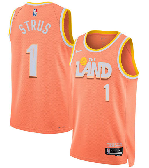 Men's Cleveland Cavaliers 1 Max Strus Orange 2025 26 City Edition Swingman Stitched Jersey
