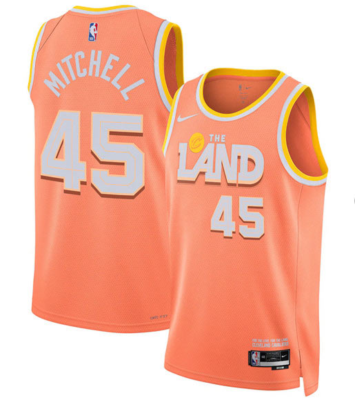 Men's Cleveland Cavaliers 45 Donovan Mitchell Orange 2025 26 City Edition Swingman Stitched Jersey