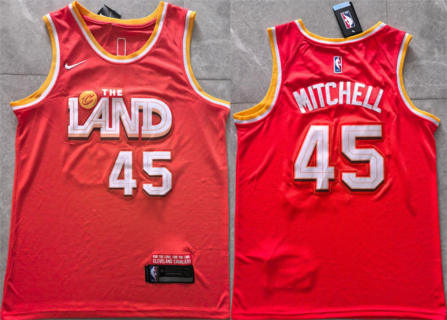 Men's Cleveland Cavaliers 45 Donovan Mitchell Orange 2025 26 CityEdition Stitched Jersey