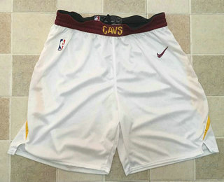 Men's Cleveland Cavaliers White 2017 2018 Swingman Stitched NBA Shorts