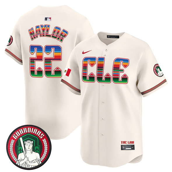 Men's Cleveland Guardians 22 Josh Naylor Cream Mexico Vapor Premier Limited Stitched Baseball Jersey