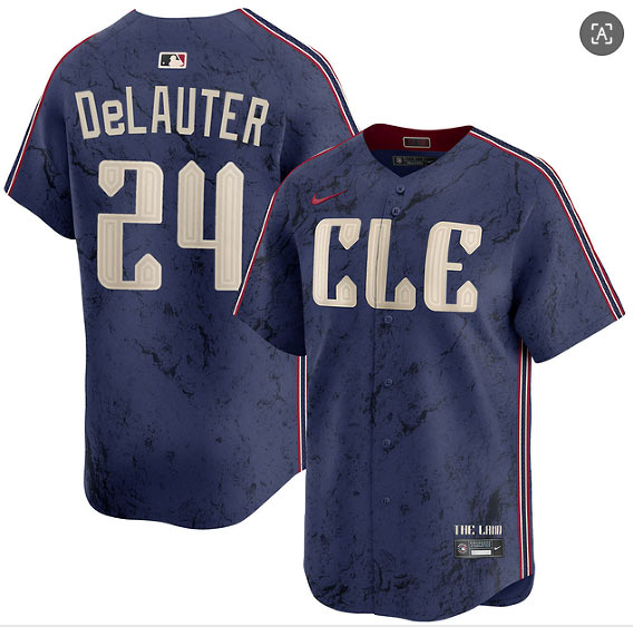 Men's Cleveland Guardians 24 Chase DeLauter Navy 2024 City Connect Limited Stitched Jersey