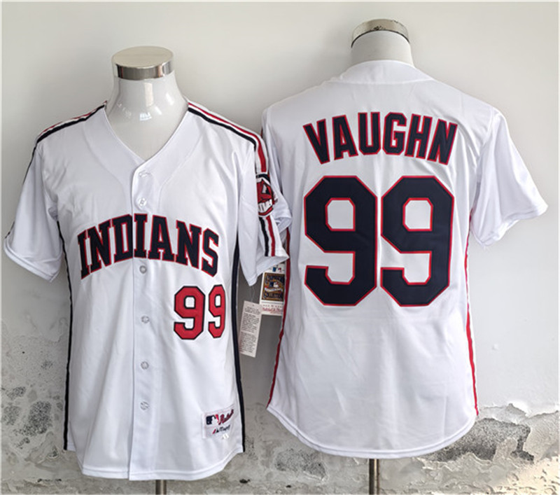 Men's Cleveland Guardians 99 Ricky Vaughn White Stitched Baseball Jersey