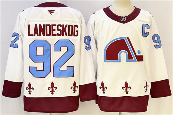 Men's Colorado Avalanche 92 Gabriel Landeskog White 2024 25 With C Patch Stitched Hockey