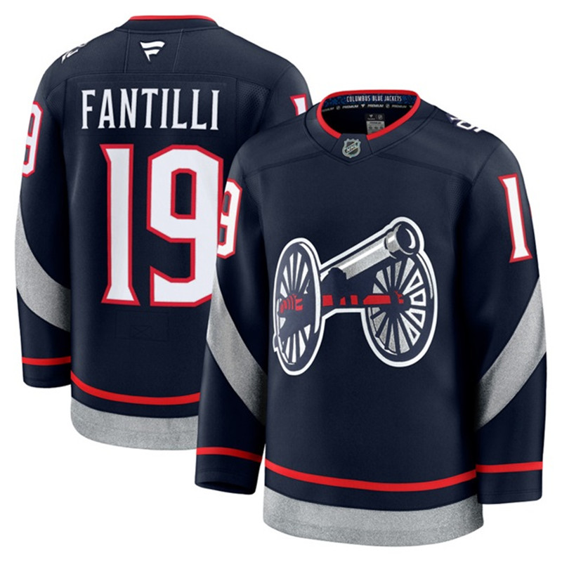 Men's Columbus Blue Jackets 19 Adam Fantilli Navy 2024 25 Alternate Stitched Hockey Jersey
