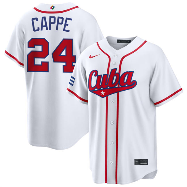 Men's Cuba Baseball 24 Yiddi Cappe White 2026 World Baseball Classic Home Stadium Stitched Jersey