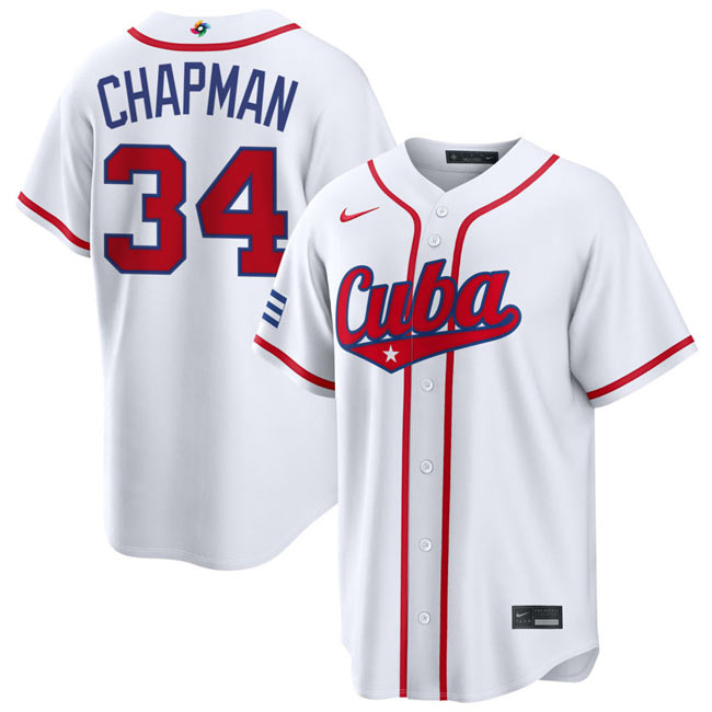 Men's Cuba Baseball 34 Emmanuel Chapman White 2026 World Baseball Classic Home Stadium Stitched Jersey