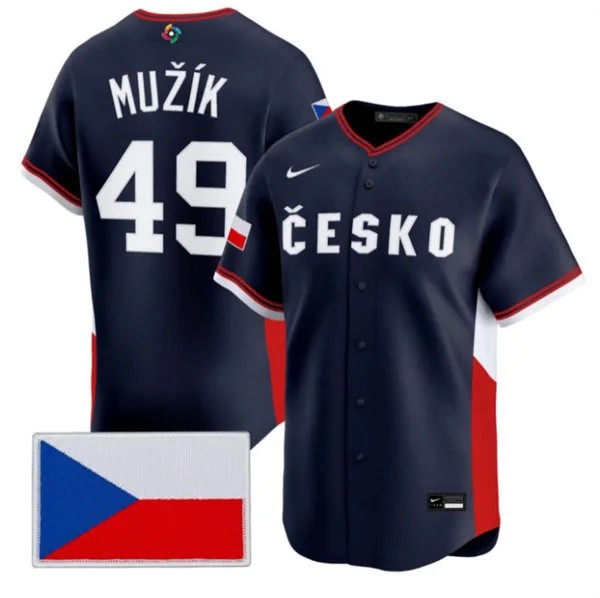 Men's Czech Republic Baseball 49 Martin Muk Nike Navy 2026 World Baseball Classic Jersey