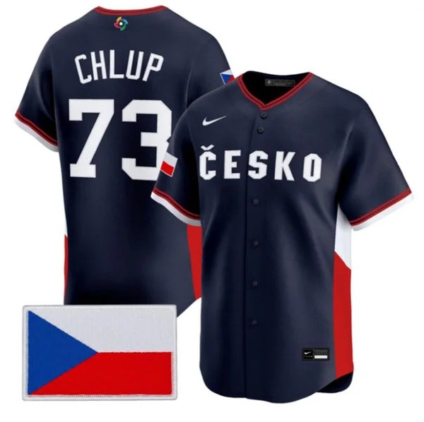 Men's Czech Republic Baseball 73 Marek Chlup Nike Navy 2026 World Baseball Classic Jersey