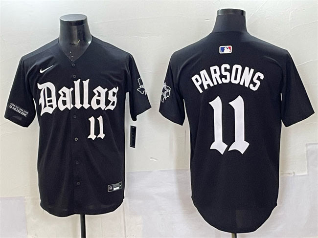 Men's Dallas Cowboys 11 Micah Parsons Black 'Gothic Lone Star Edition' Limited Stitched Baseball Jersey