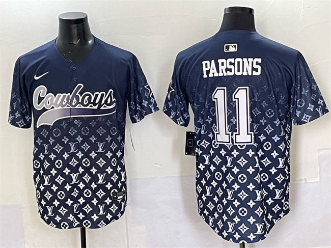 Men's Dallas Cowboys 11 Micah Parsons Navy Limited Stitched Baseball Jersey