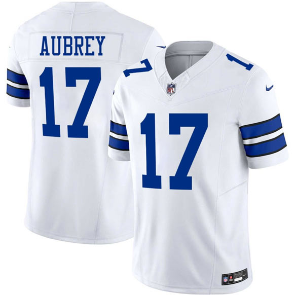 Men's Dallas Cowboys 17 Brandon Aubrey White 2025 F.U.S